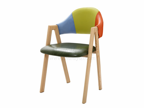 鐵藝木紋扶手軟包A字椅子