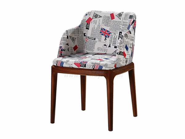 個性花紋皮革軟包實木椅子
