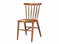 鐵藝木紋撞色軟包坐墊餐椅