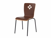 胡桃色木紋彎曲木餐廳椅子
