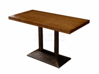 古銅色臺腳實木貼皮鋼木桌