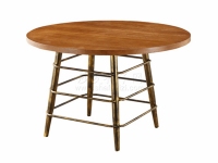 古銅色腳架實木貼皮圓餐桌