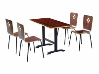 胡桃色木紋中式快餐店桌椅