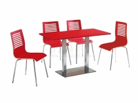 紅色鋼琴烤漆鋼木餐廳桌椅