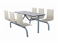 六人位連體式鋼木快餐桌椅