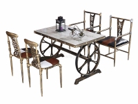 主題餐桌搭配水管鐵藝餐椅