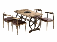 古銅色火鍋餐桌搭配牛角椅
